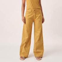 Calça Jeans Color Wide Leg Mostarda