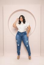 Calça Jeans Com Cinta Modeladora Plus Size Lycra Feminina Calça Jeans Com Cinta Modeladora Plus Size Lycra Feminina