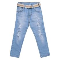 Calça jeans com elastano molejeans infantil menino masculina com cinto mania kids
