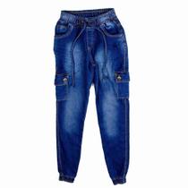 Calça jeans com elástico na barra