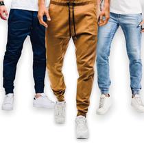 Calça Jeans com Punho Lycra Jogger Masculina 13