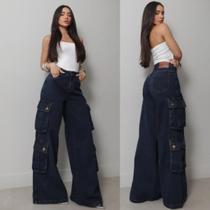 Calça Jeans Consciência Wide Leg Relaxed Cargo 24805 Tamanho:44Cor:Jeans Calça Jeans Consciência Wide Leg Relaxed Cargo 24805 Tamanho:44Cor:Jeans