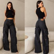 Calça Jeans Consciência Wide Leg Relaxed Vintage Escura 25117 Tamanho:40Cor:Jeans Escuro Calça Jeans Consciência Wide Leg Relaxed Vintage Escura 25117 Tamanho:40Cor:Jeans Escuro