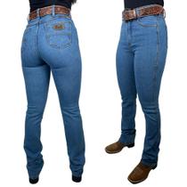 Calça Jeans Country Feminina Tradicional Reta Os Boiadeiros Delavê Com Elastano Ref 027 Calça Jeans Country Feminina Tradicional Reta Os Boiadeiros Delavê Com Elastano Ref 027