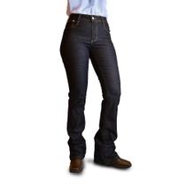 Calça Jeans Country Flare Feminina Preta Rodeio Cintura Alta