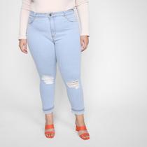 Calça Jeans Cropped Sawary Pkus Size Cintura Baixa Feminina