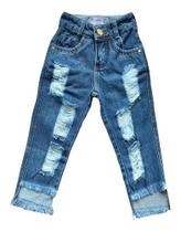 Calça Jeans Destroyed Assimetrica Infantil Mini Blogueirinha Calça Jeans Destroyed Assimetrica Infantil Mini Blogueirinha