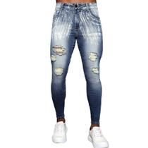 Calça Jeans Destroyed Super Skinny Devorê Escovado Premium