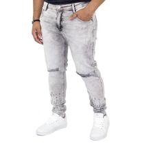 Calça Jeans Detalhe no Joelho e Barra Snikky Masculina Jay Jones Cinza