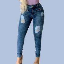 Calça Jeans Detonada Feminina c/lycra e Zíper Calça Jeans Detonada Feminina c/lycra e Zíper