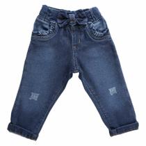 Calça Jeans Din Don Infantil Feminina Cós C/ Elástico Detalhe Em Laço Ideal Para Bebê Casual Calça Jeans Din Don Infantil Feminina Cós C/ Elástico Detalhe Em Laço Ideal Para Bebê Casual