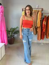 calça jeans e croper sara calça jeans e croper sara