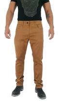 Calça Jeans Em Sarja Caramelo, Premium Slim Fit Com Elastano