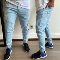 calça jeans em sarja jogger masculina azul marinho