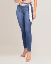 Calça Jeans Empina Bumbum Skinny Feminina Com Cinto de Lenço