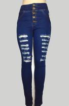 Calça Jeans Escura Feminina Destroyed Rasgos