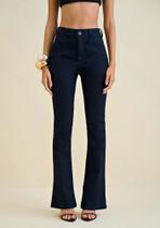 Calça Jeans Escuro Boot Cut Carol Cós Alto Pence Morena Rosa Calça Jeans Escuro Boot Cut Carol Cós Alto Pence Morena Rosa