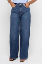 Calça Jeans Fem Wide Cristina Escura Calça Jeans Fem Wide Cristina Escura