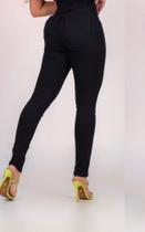 Calça jeans feminina adulto super skinny lavagem escura tamanho 40 algodão com elastano cintura alta