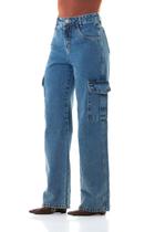 Calça Jeans Feminina Arauto Wide Cargo