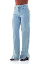Calça Jeans Feminina Arauto Wide Leg Abertura Lateral