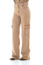 Calça Jeans Feminina Arauto Wide Leg Cacau Cargo