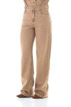 Calça Jeans Feminina Arauto Wide Leg Cacau Marmorizado