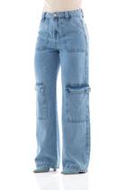 Calça Jeans Feminina Arauto Wide Leg Cargo