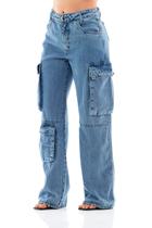 Calça Jeans Feminina Arauto Wide Leg Super Cargo Calça Jeans Feminina Arauto Wide Leg Super Cargo