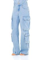 Calça Jeans Feminina Arauto Wide Leg Super Cargo Calça Jeans Feminina Arauto Wide Leg Super Cargo