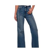 Calça Jeans Feminina Azul Escuro De Cintura Alta Reta Com Stretch, Ajuste Slim, Perna Larga,
