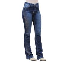 Calça Jeans Feminina Azul Flare com Strass Dock's 37386