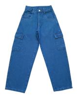 Calça Jeans Feminina Balão Cargo Infantil Juvenil Larga (6247) Calça Jeans Feminina Balão Cargo Infantil Juvenil Larga (6247)