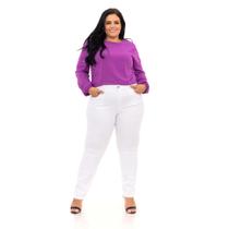 Calça jeans Feminina Bàsica Plus Size Modela Cintura Fina