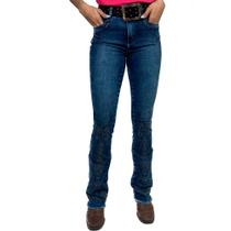 Calca Jeans Feminina Bordada Com Strass Country Minuty