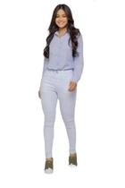 Calça Jeans Feminina Branca Cigarrete Plus Size