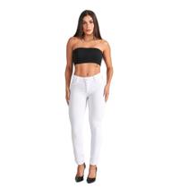 calça jeans feminina branca cós médio ouzzare