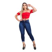 Calça Jeans Feminina Capri Com Lycra Levanta Bumbum Cintura Alta Qualidade