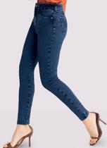 Calça jeans feminina chapa barriga azul