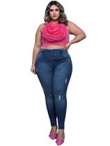 Calça Jeans Feminina Cigarrete Plus Size Quatro Botões