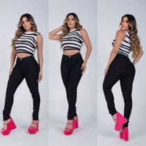 Calça Jeans Feminina Cintura Alta com Lycra Elastano Efeito Empina Bumbum