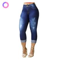 Calça Jeans Feminina Cintura Alta Com Lycra Flare Capri Ciga - Bangla