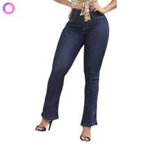Calça Jeans Feminina Cintura Alta Com Lycra Flare Capri Ciga