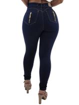 Calça Jeans Feminina Cintura Alta Elastano Lycra Cós Alto Levanta Bumbum