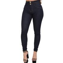 Calça Jeans Feminina Cintura Alta Hot Pants Lavagem Escura