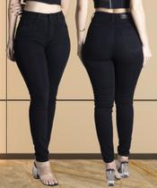 Calça Jeans Feminina Cintura Alta Preta Tecido Premium Original