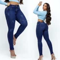 Calça Jeans Feminina Cintura Alta Skinny Lycra Empina Bumbum Envio Imediato Premium