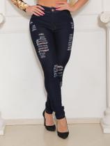 Calça jeans feminina classica amaciada rasgada tradicional