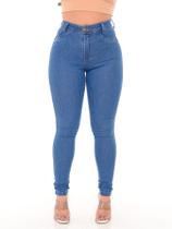 Calça jeans feminina classica marmorizada com levanta bumbum destroyed
