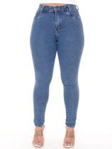 Calça jeans feminina classica tradicional marmorizada com levanta bumbum